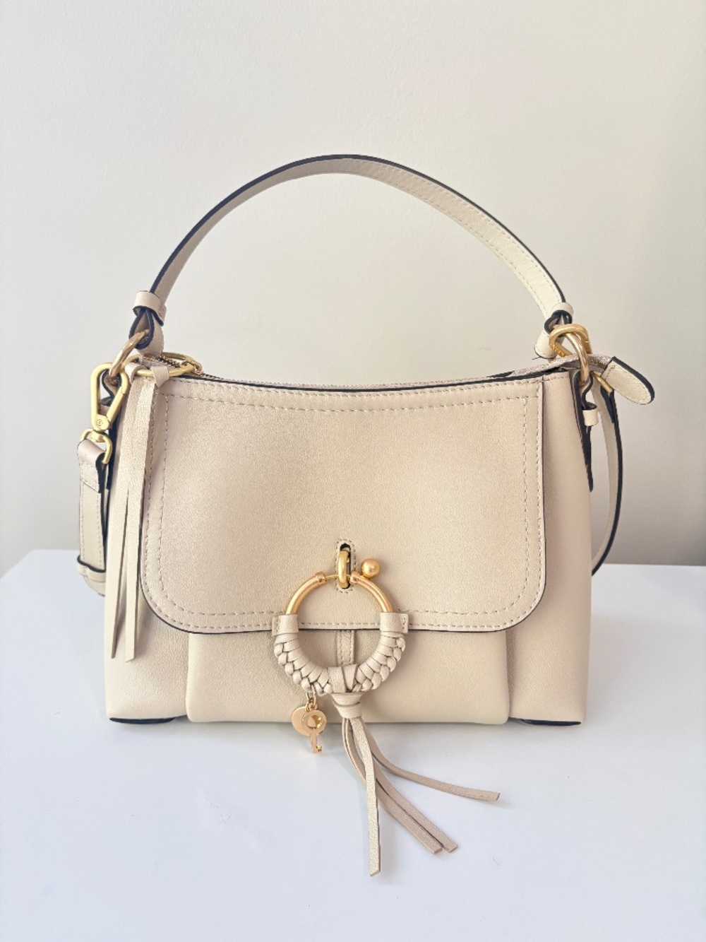 See by Chloé Joan Small Leather Crossbody Hobo Bag in Off-White / Cream